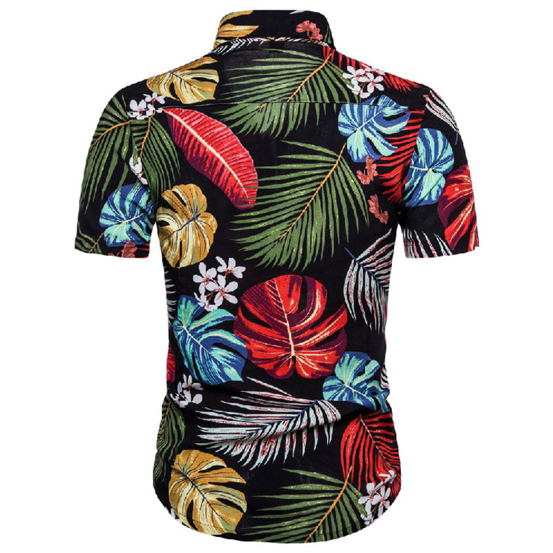 Loose Printed Holiday Shirt For Men In Vintage Look