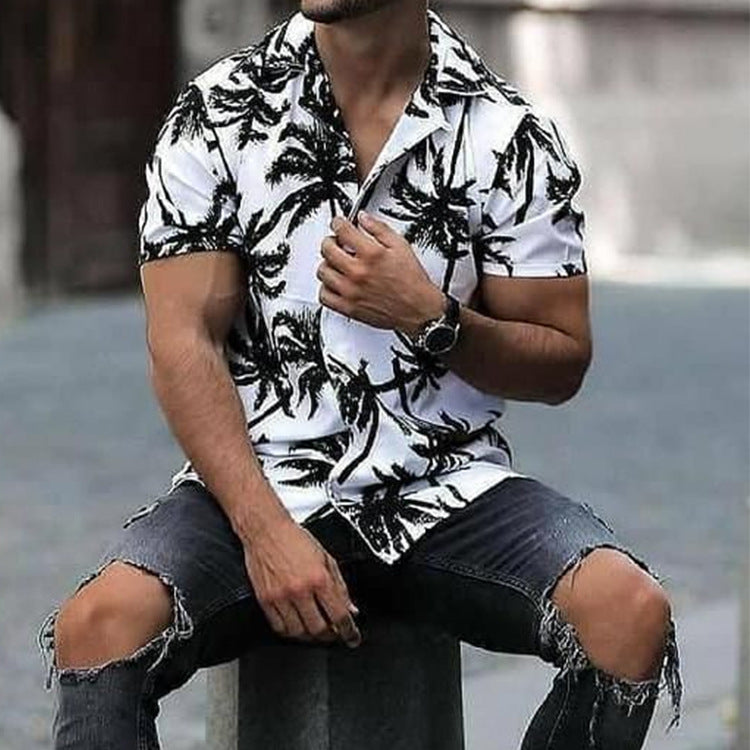 Men'S Loose-Fitting Shirt With Tropical Print