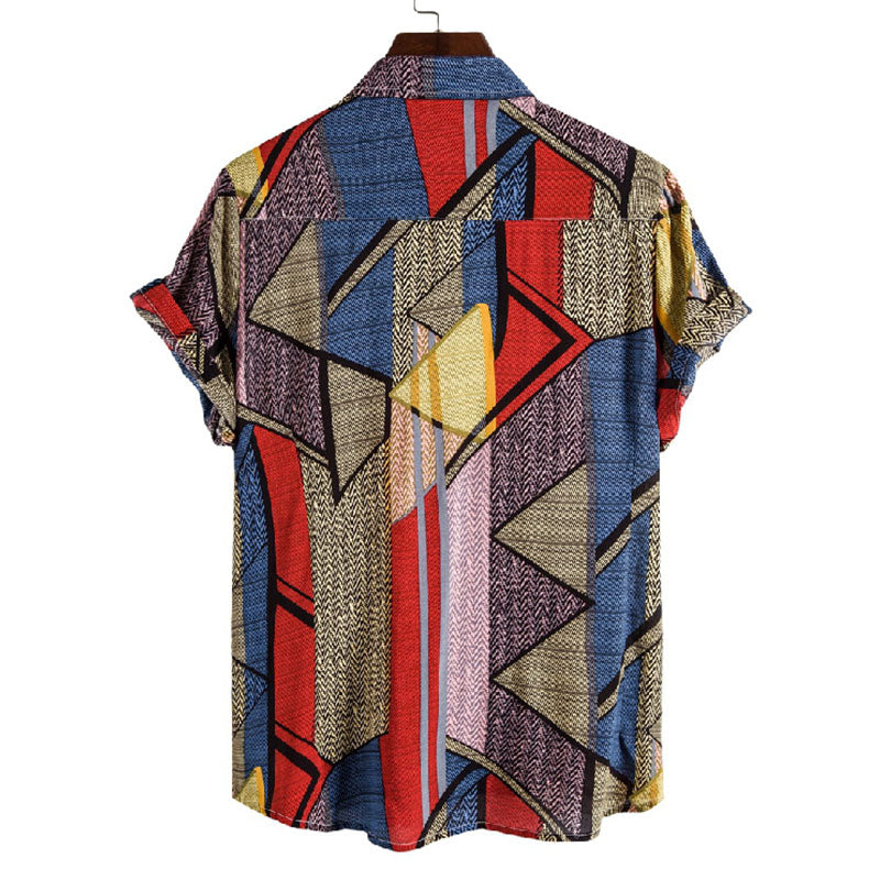 Printed Men'S Short-Sleeved Shirt In Vintage Look