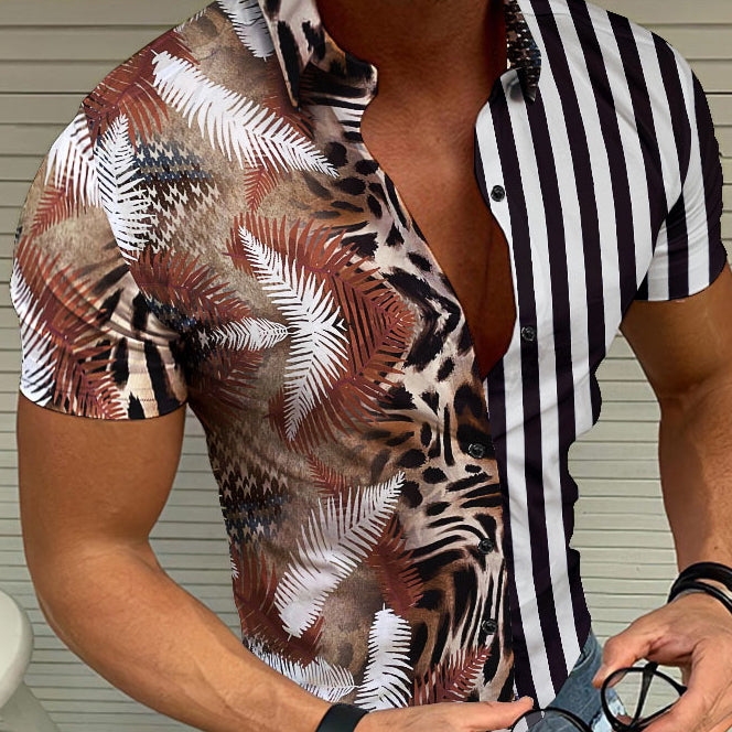 Men'S Hawaiian Beach Shirt With Floral Print