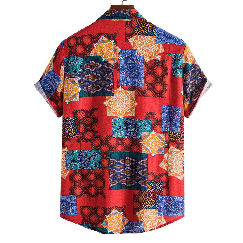 Men'S Retro Printed Short Sleeve Shirt For Every Occasion