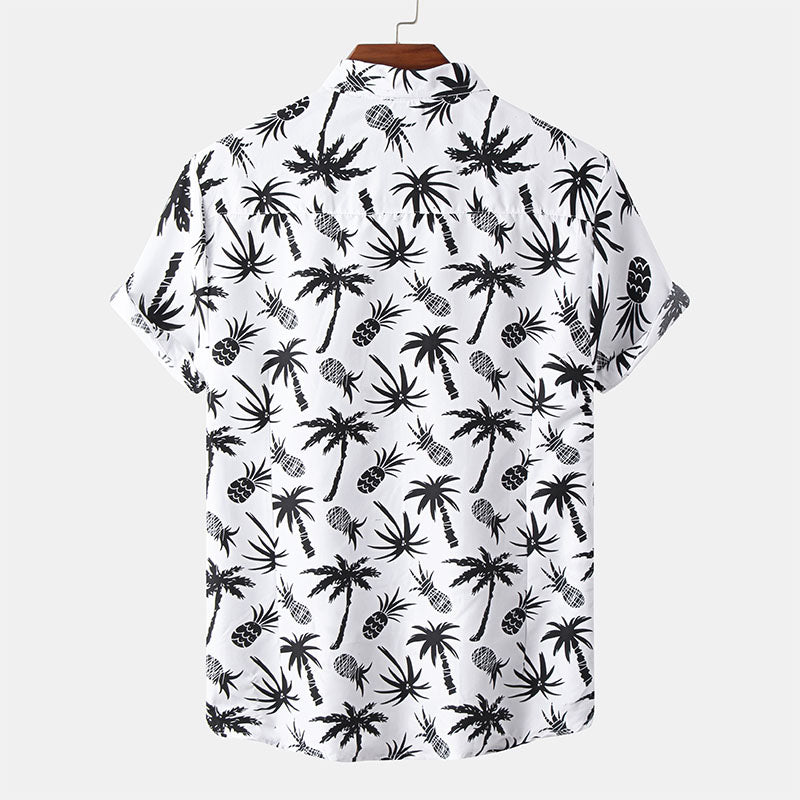 Men'S Short Sleeve Shirt In White With Print