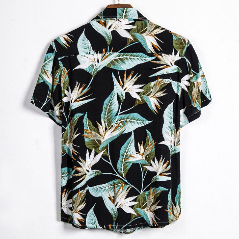 Men'S Short-Sleeved Shirt With Vintage Print Made Of Cotton