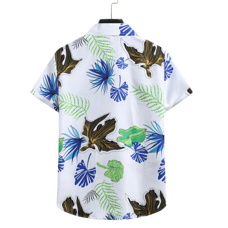 Beautiful Printed Men's Short Sleeve Shirt In Floral Look