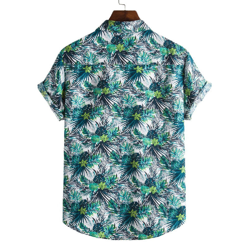 Stylish Men'S Short-Sleeved Shirt With Vintage Print Made Of Cotton