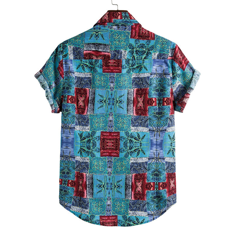 Men'S Short-Sleeved Shirt In Retro Look Made Of Cotton