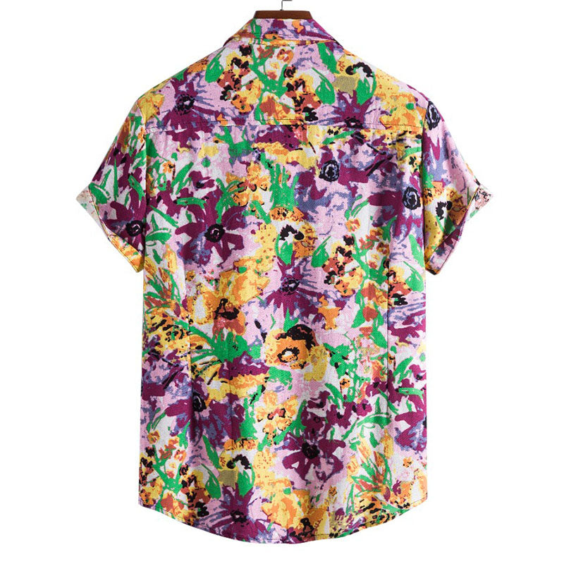 Men'S Printed Short-Sleeved Shirt In Floral Look