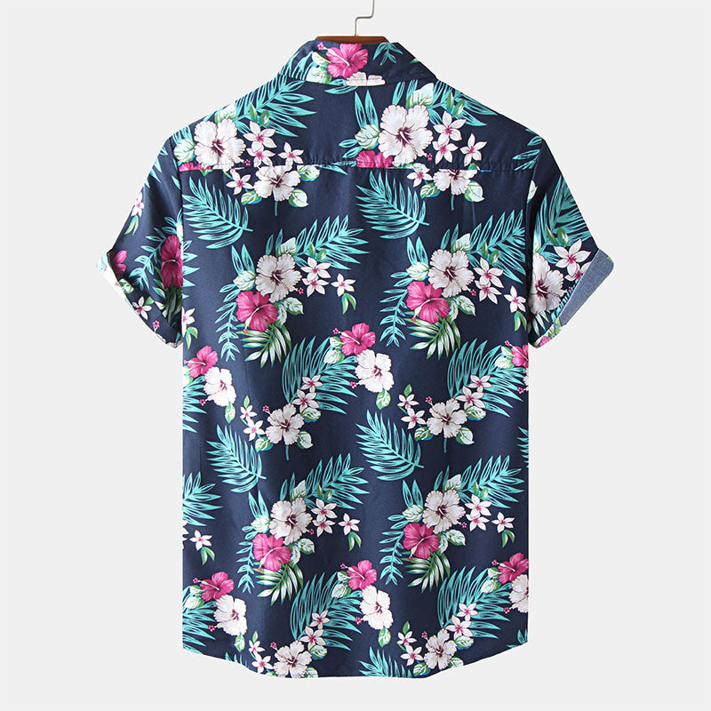 Men'S Short Sleeve Shirt With Floral Print