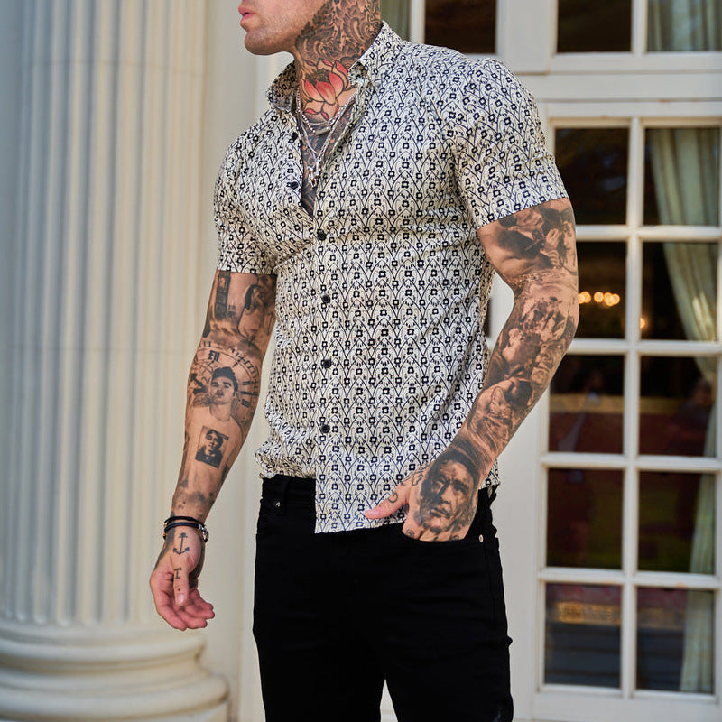 Summery Slim-Fit Men'S Shirt With Print