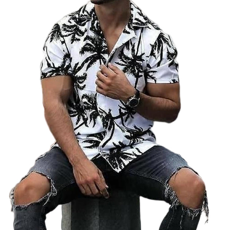 Men'S Loose-Fitting Shirt With Tropical Print