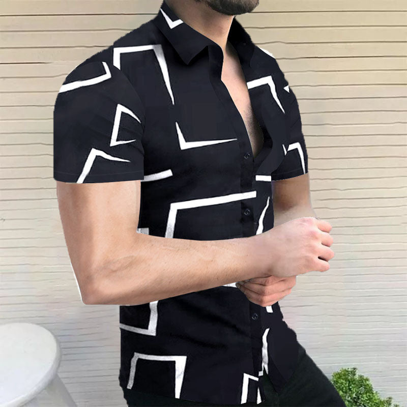 Men'S Abstract Printed Short Sleeve Shirt