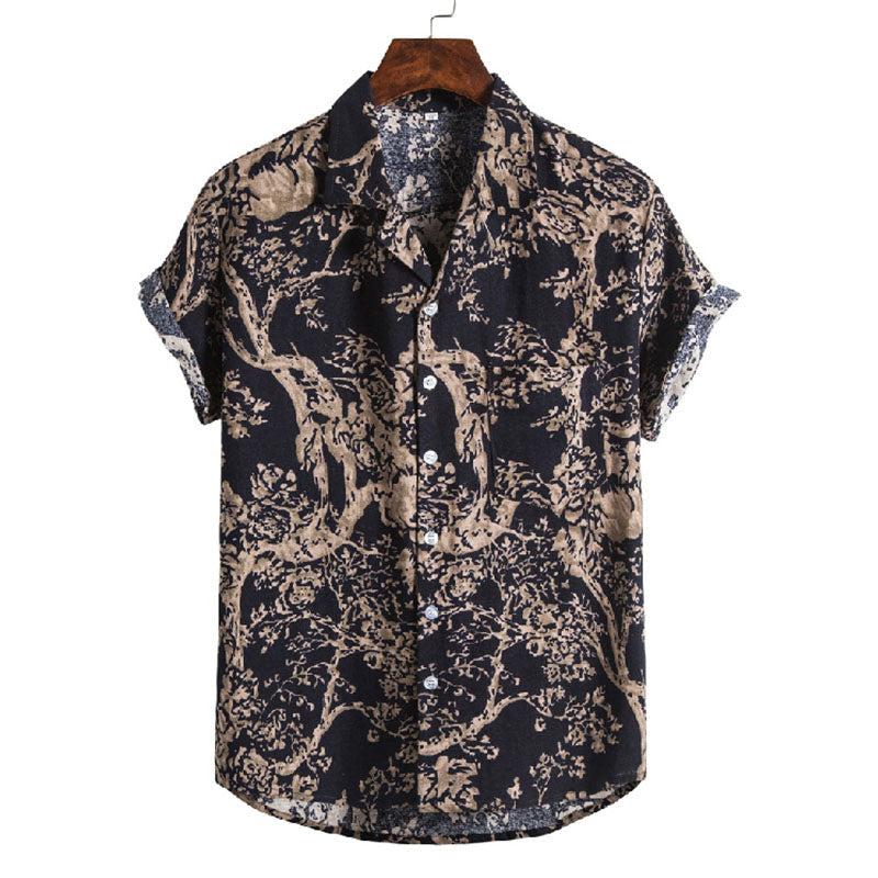 Men'S Short Sleeve Shirt With Floral Design