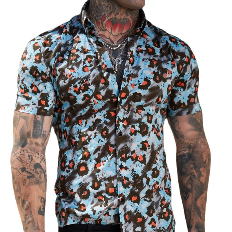 Men'S Casual Short Sleeve Shirt With Exotic Design