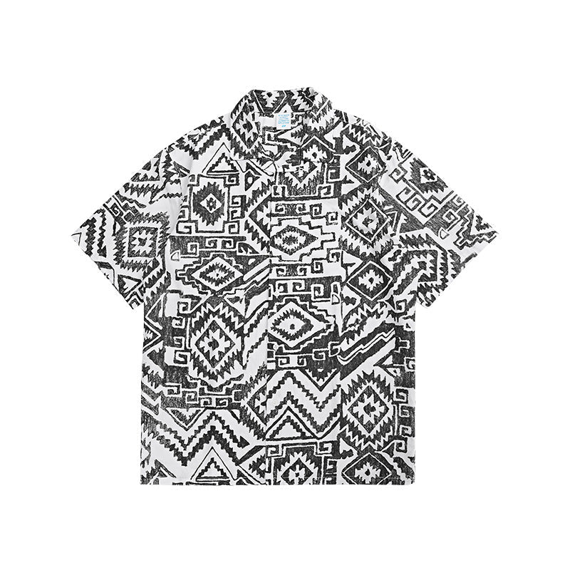 Men'S Loose-Fitting Short-Sleeved Shirt With Print