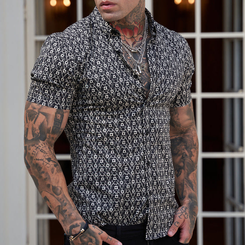 Summery Slim-Fit Men'S Shirt With Print