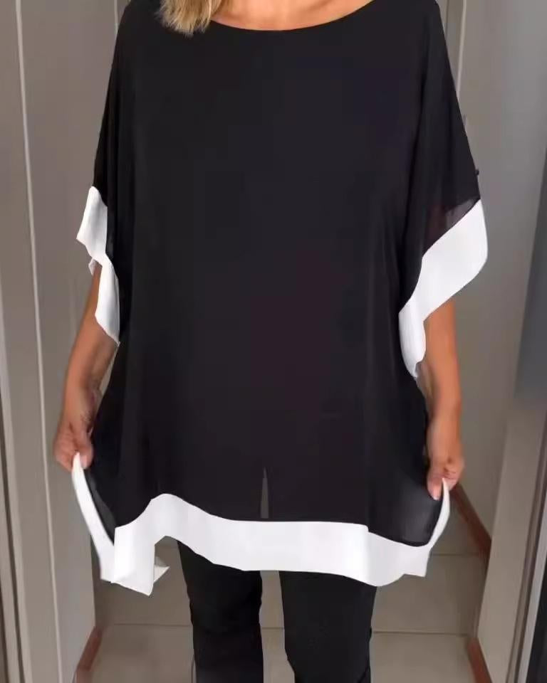 Round Neck Batwing Blouse For Women