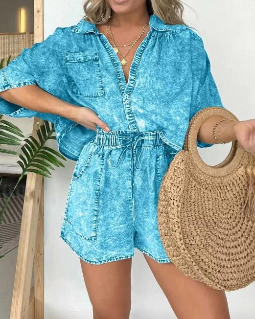 Loop Top And Shorts Set For Women