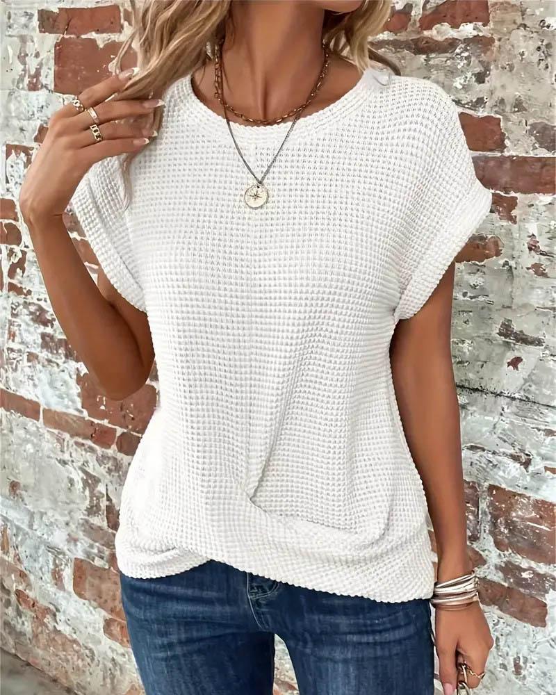 Round Neck Twisted Swing Blouse For Women