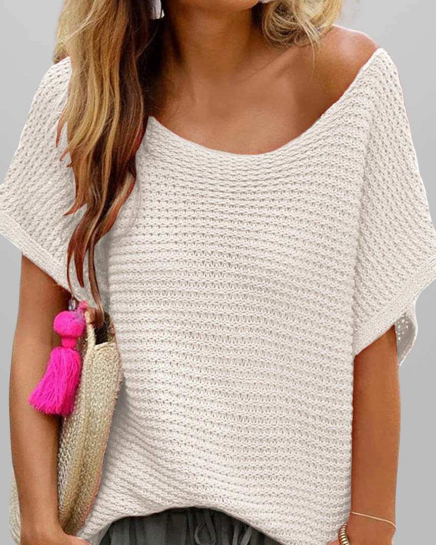 Trendy Women'S Knitted Top With Round Neck