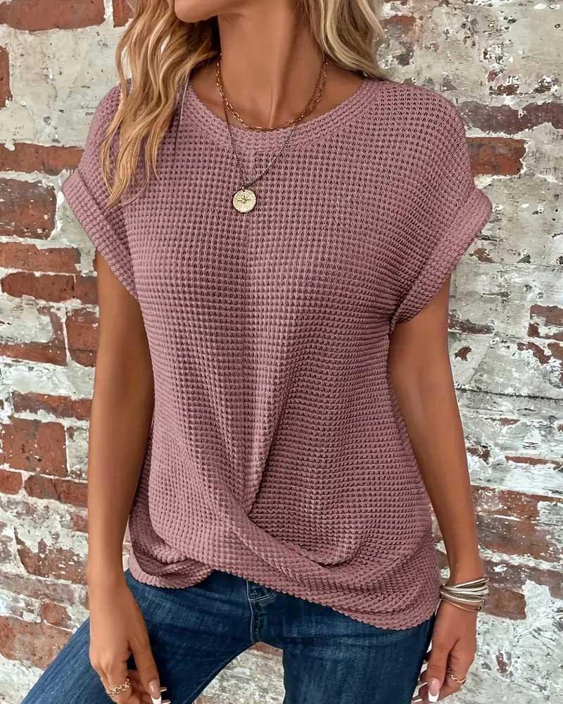 Round Neck Twisted Swing Blouse For Women