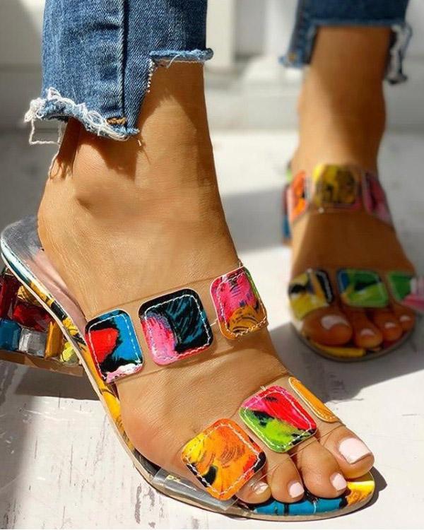 Rhinestone Sandals With Color Block Design For Women