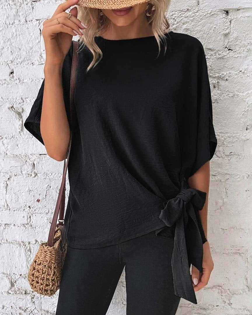 Batwing Sleeve Knot Blouse For Women