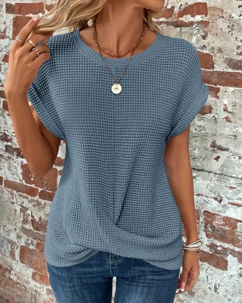 Round Neck Twisted Swing Blouse For Women