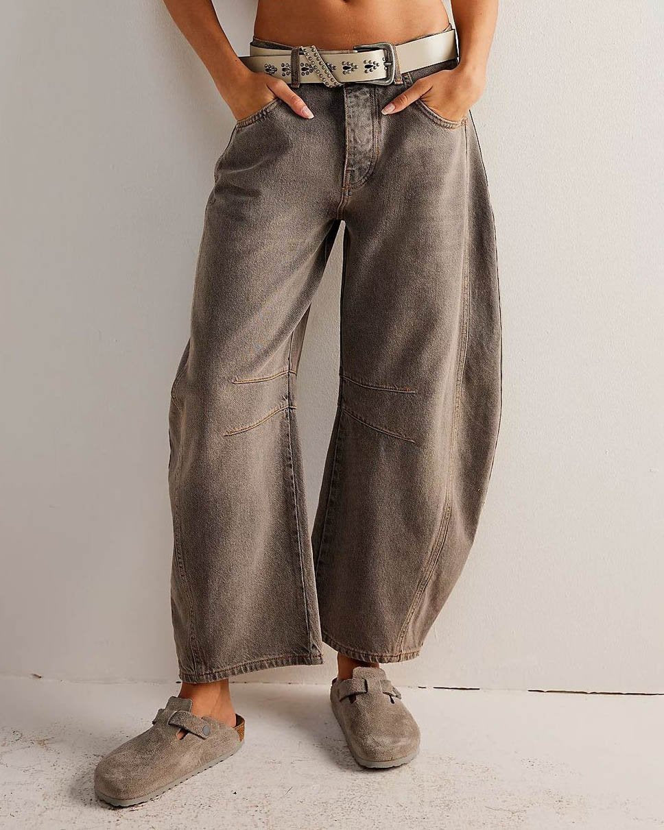 Women'S Mid Rise Barrel Jeans