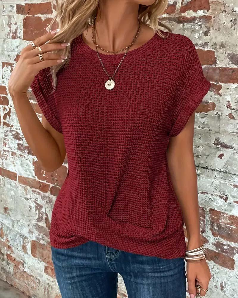 Round Neck Twisted Swing Blouse For Women