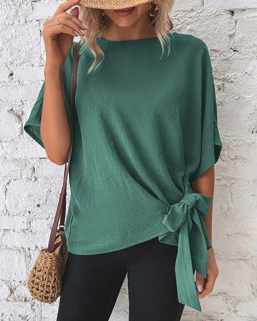 Batwing Sleeve Knot Blouse For Women