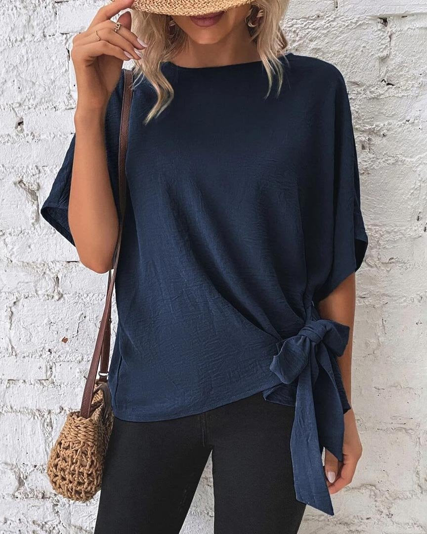 Batwing Sleeve Knot Blouse For Women