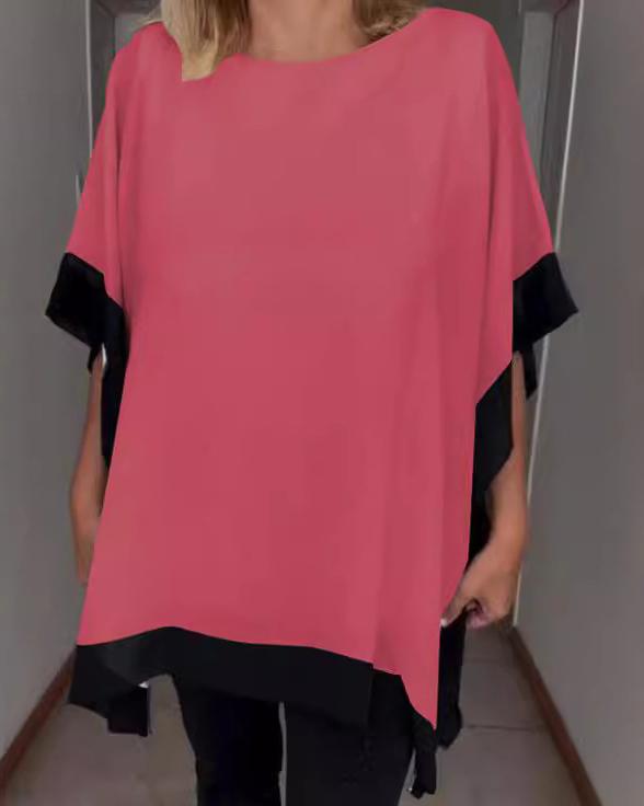 Round Neck Batwing Blouse For Women