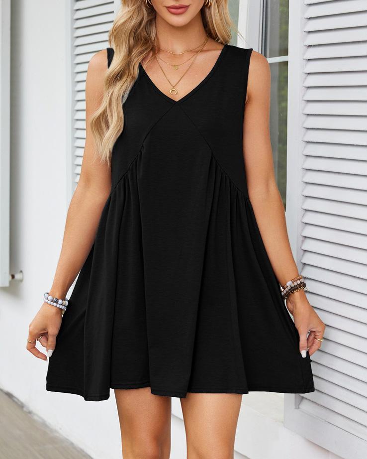 Women'S Light V-Neck Ruffle Dress