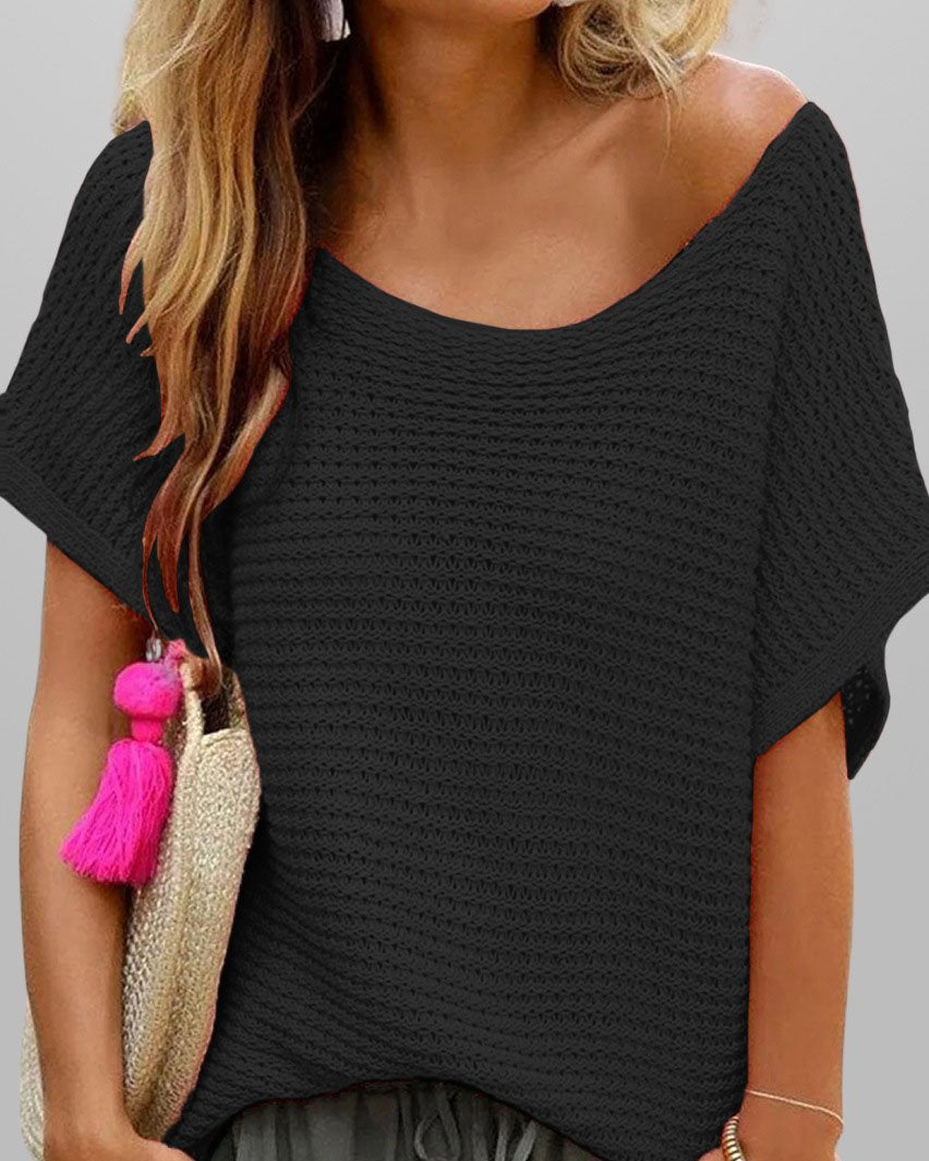 Trendy Women'S Knitted Top With Round Neck