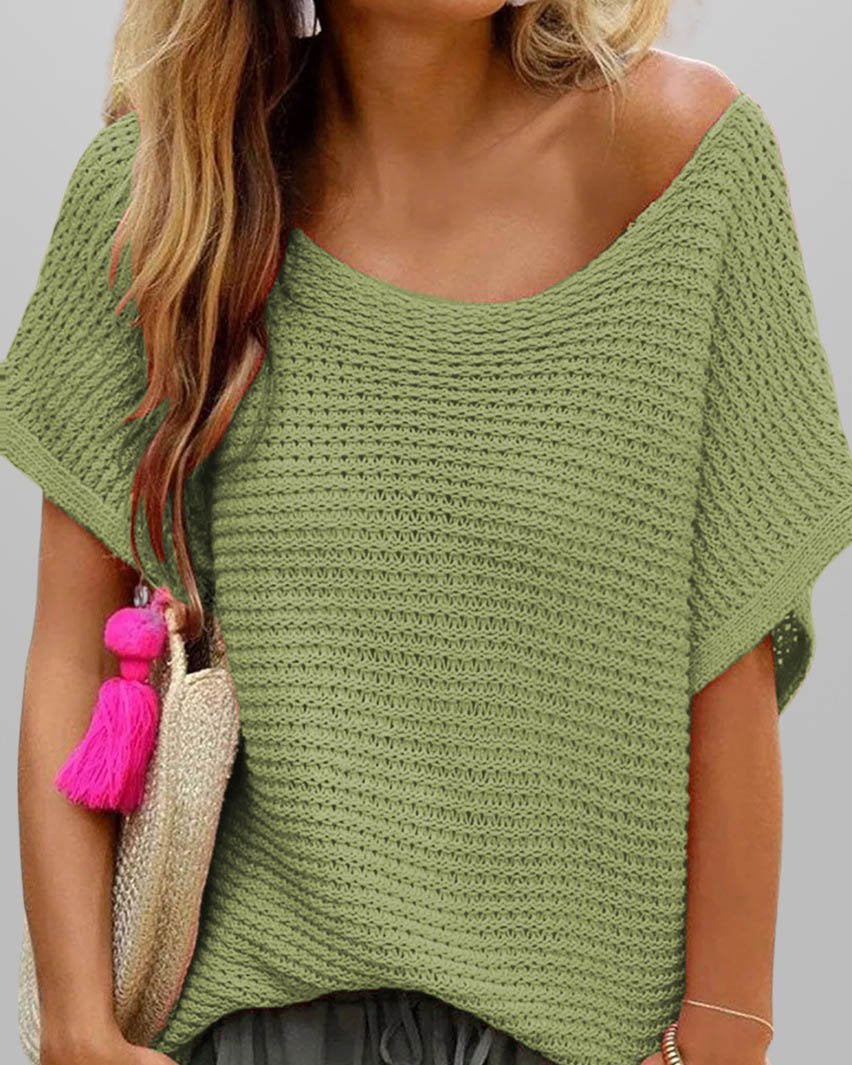 Trendy Women'S Knitted Top With Round Neck