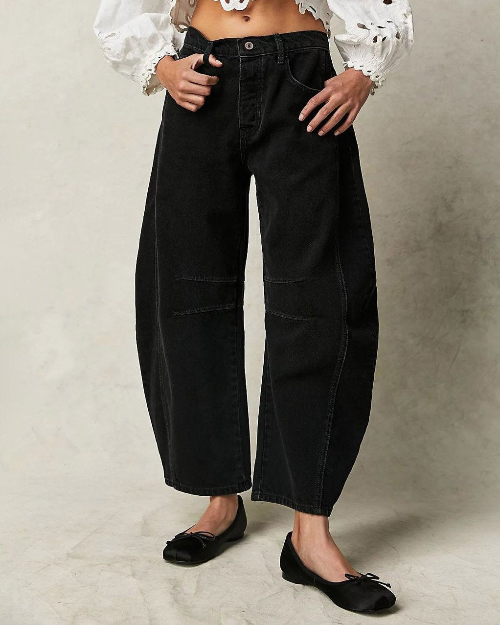 Women'S Mid Rise Barrel Jeans