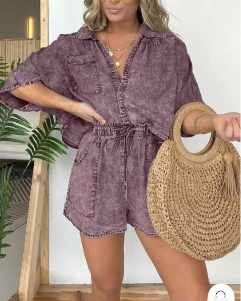 Loop Top And Shorts Set For Women