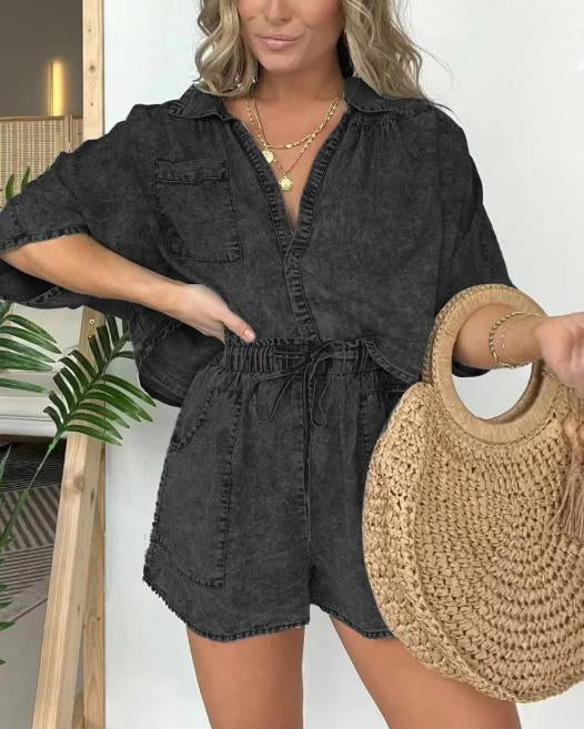 Loop Top And Shorts Set For Women