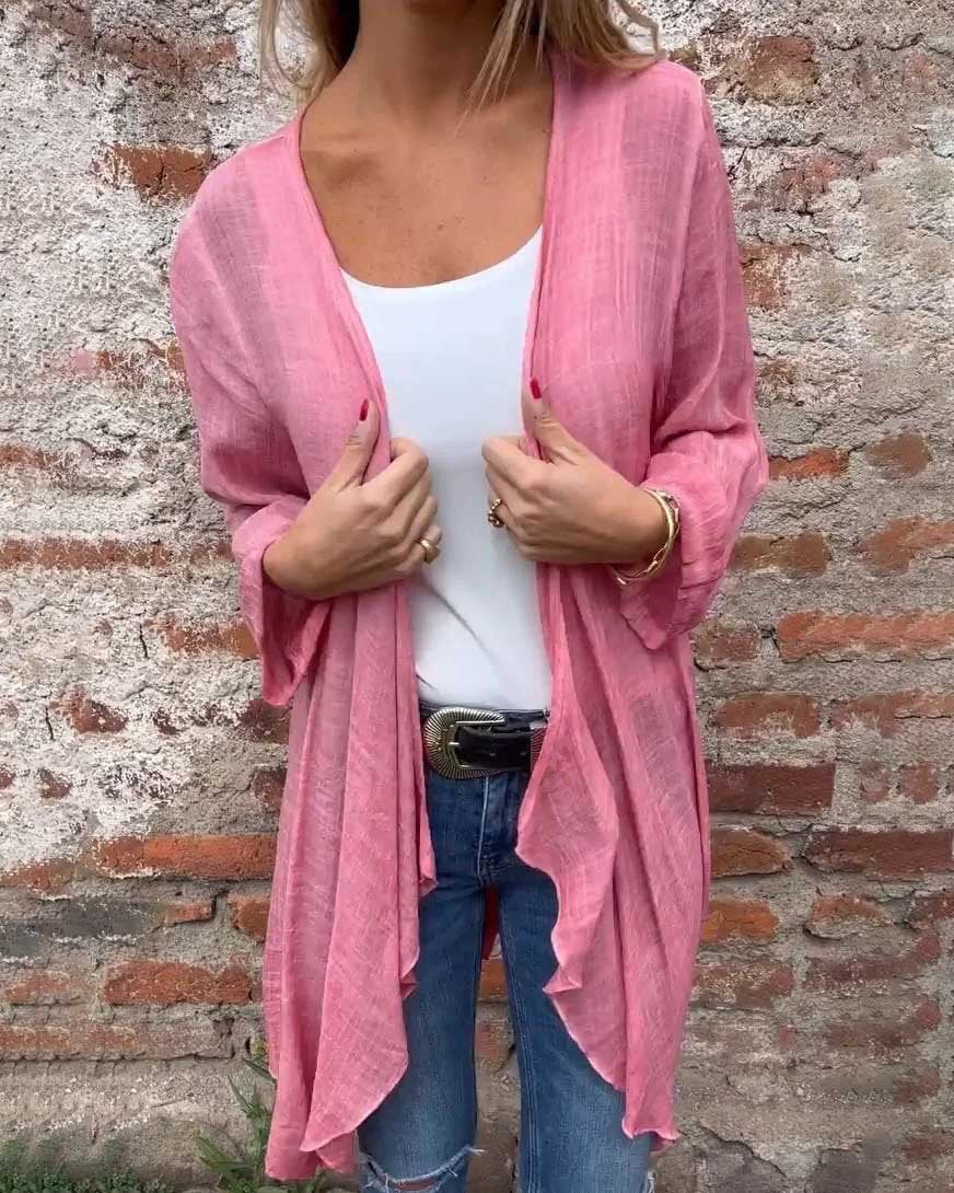 Cotton-Linen Long Sleeve Cardigan For Women