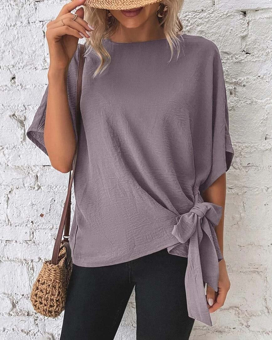 Batwing Sleeve Knot Blouse For Women