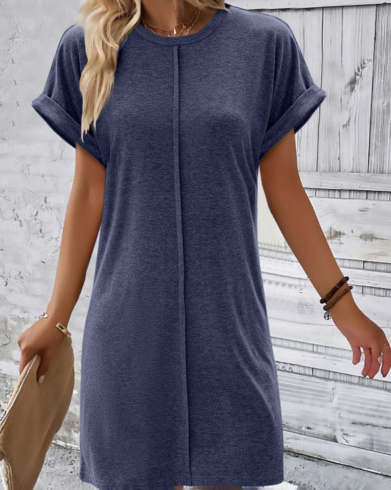 Round Neck Patchwork Dress For Women