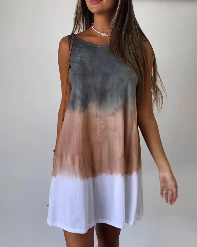 Round Neck Gradient Dress For Women