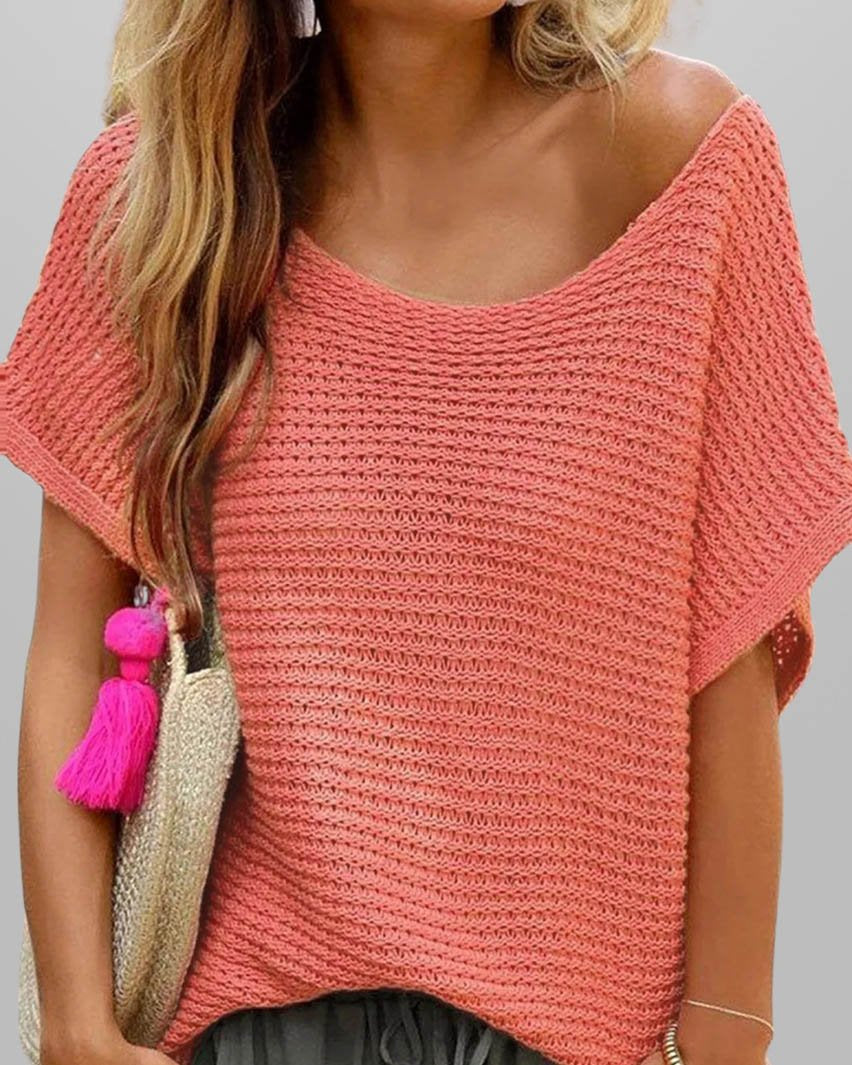 Trendy Women'S Knitted Top With Round Neck