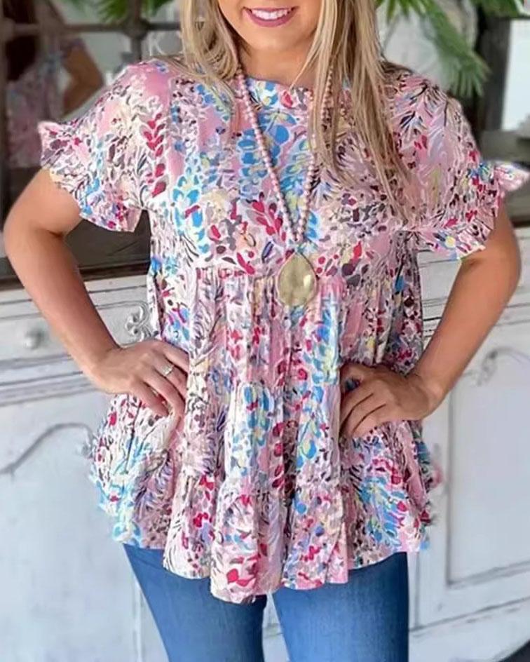 Floral Patchwork Blouse For Women