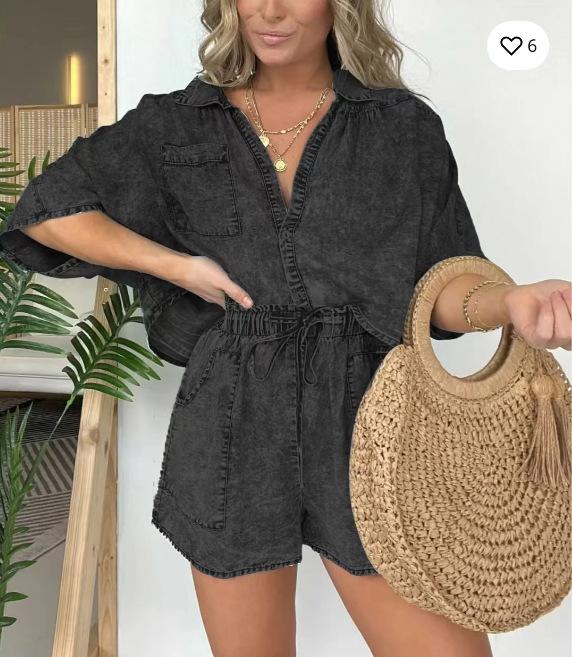 Loop Top And Shorts Set For Women