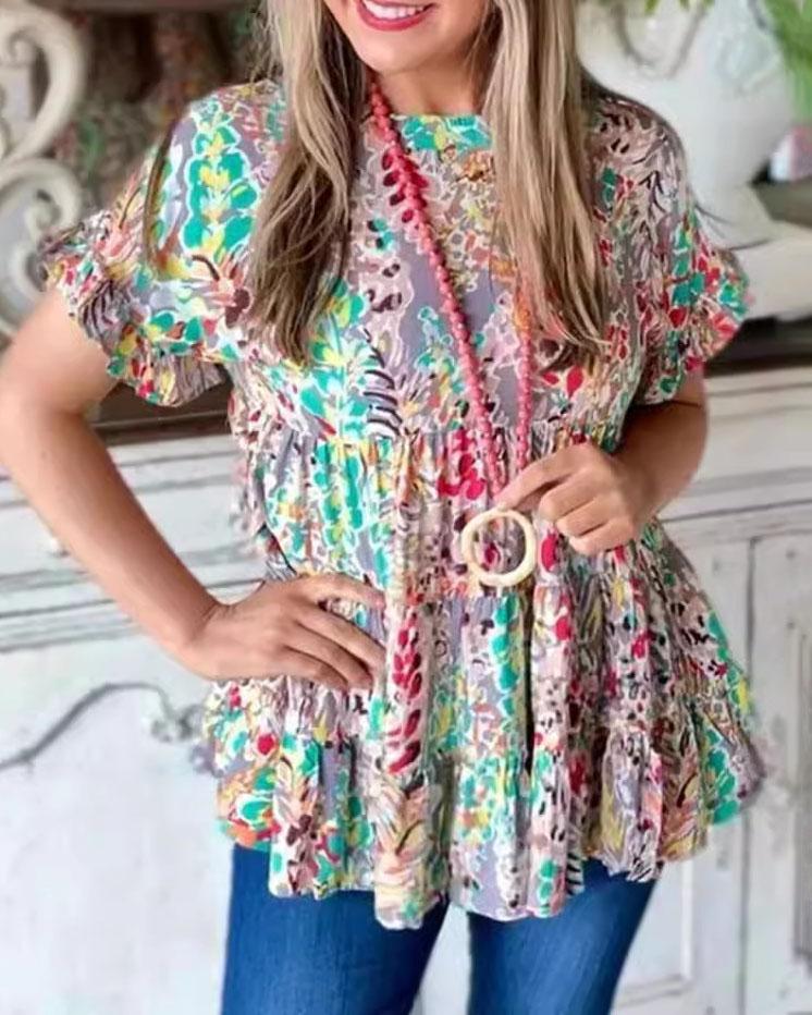 Floral Patchwork Blouse For Women