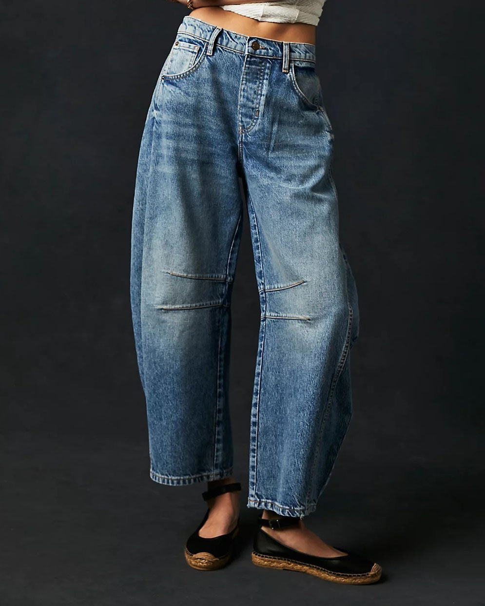 Women'S Mid Rise Barrel Jeans